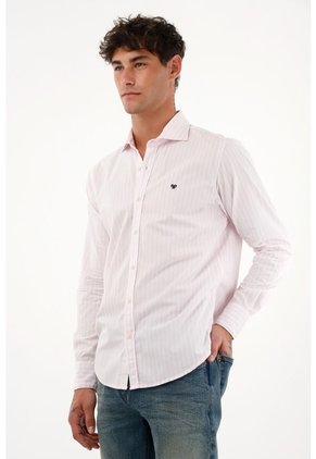 Camisa Rosada A Rayas Para Hombre