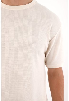 Tennis Camiseta Relaxed Fit Con Textura Waffle De Algodón Crema Para Hombre