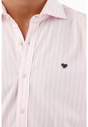 Camisa Rosada A Rayas Para Hombre