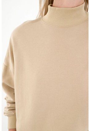 Buzo Café De Cuello Alto Para Mujer