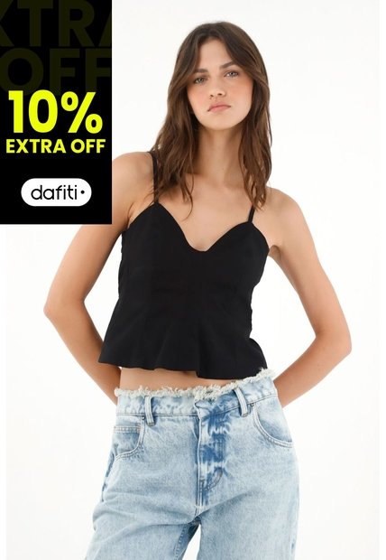 Tennis Camisa De Tiras Negra Para Mujer