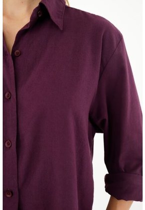 Camisa De Botones Morada Para Mujer