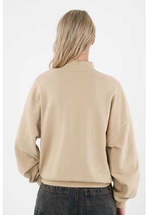 Buzo Café De Cuello Alto Para Mujer