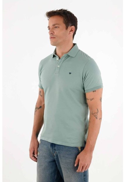 Tennis Polo En Piqué Licra  Verde Para Hombre