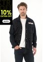 Tennis Chaqueta Con Bordado Y Teñido Vintage Negra Para Hombre de Tennis
