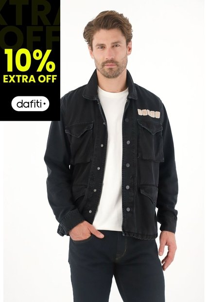Tennis Chaqueta Con Bordado Y Teñido Vintage Negra Para Hombre