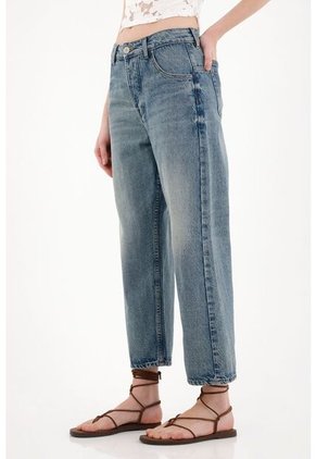 Tennis Jean Recto Tiro Medio Azul Para Mujer