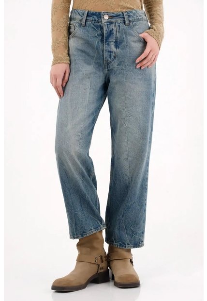 Tennis Jean Tiro Bajo Y Bota Doblada Azul Para Mujer