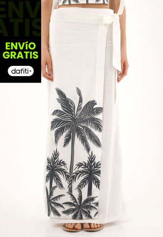 Tennis Falda Larga Tipo Pareo Con Estampado De Palmeras Para Mujer Tennis