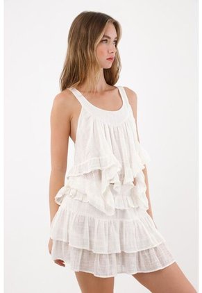 Tennis Falda Corta Con Boleros Crudo Para Mujer