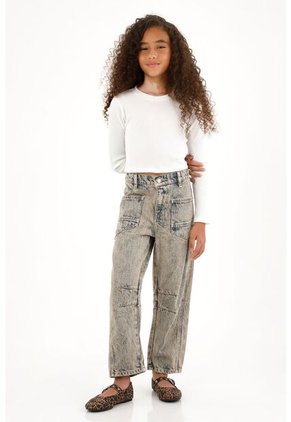 Jean Horseshoe Con Pigmento Vintage Para Niña