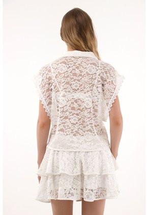 Tennis Camisa En Encaje De Silueta Amplia Para Mujer