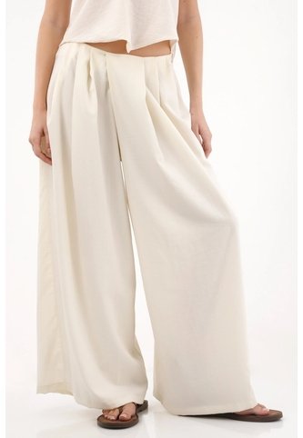 Tennis Pantalón Ancho Con Pretina Cruzada Crudo Para Mujer Tennis