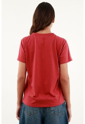 Camiseta Estampada Roja Para Mujer