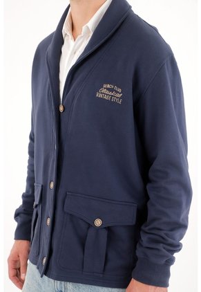 Tennis Buzo En Burda Con Botones Azul Para Hombre