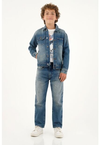 Chaqueta Estilo Trucker Azul Para Niño