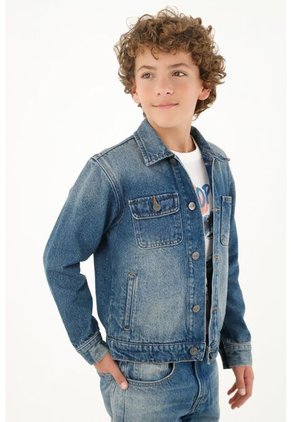 Chaqueta Estilo Trucker Azul Para Niño