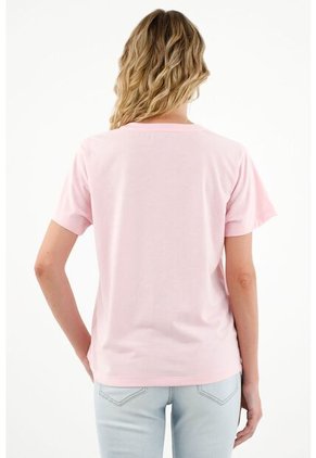 Camiseta Rosada Cuello Redondo Para Mujer