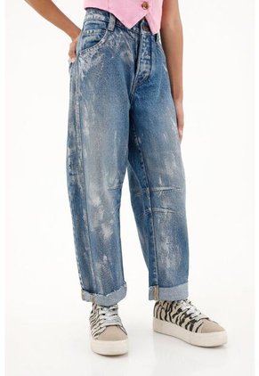 Jean Horseshoe Tiro Medio Con Brillo Para Niña