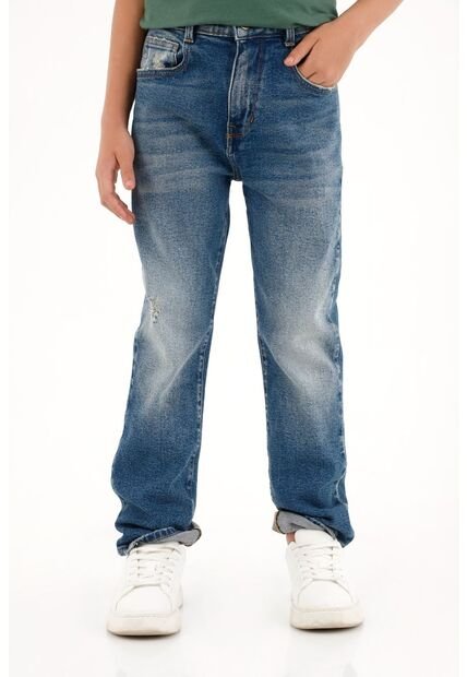 Jean Recto Azul Tiro Medio Para Niño