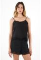 Tennis Camisa Negra De Tiras Ajustables Para Mujer de Tennis