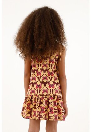 Vestido Estampado Con Bolero En Ruedo Para Niña