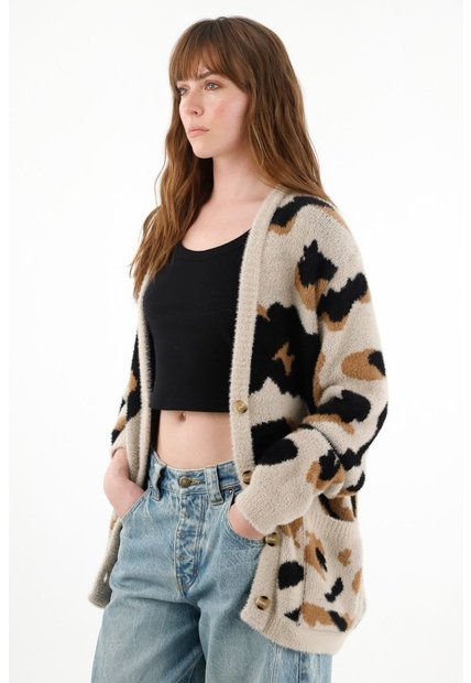 Tennis Buzo Afelpado Oversize De Animal Print De Ajuste Relajado Para Mujer