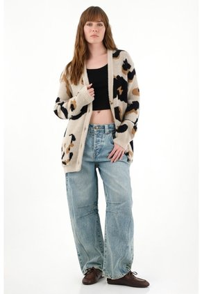 Tennis Buzo Afelpado Oversize De Animal Print De Ajuste Relajado Para Mujer
