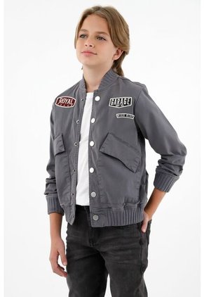 Chaqueta Gris Tipo Bomber Para Niño