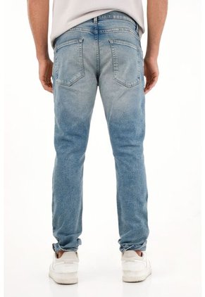 Tennis Jean Skinny De Tiro Medio Con Arrugas 3D Para Hombre