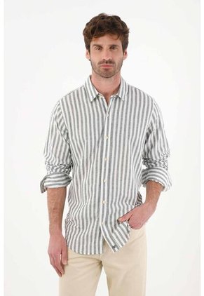 Tennis Camisa Preteñida A Rayas Verde Para Hombre