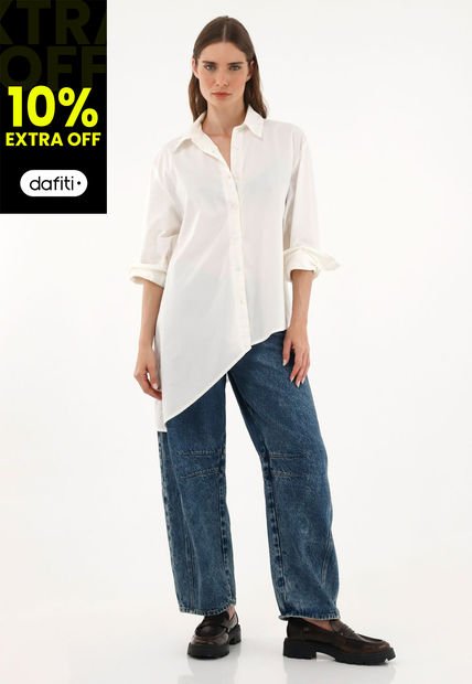 Camisa Crudo Cuello Clásico En Algodón 100% Para Mujer