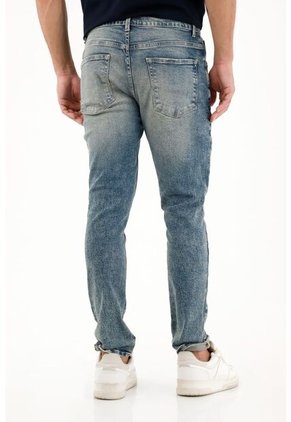 Tennis Jean Skinny Tiro Medio Con Pigmento Blanco Para Hombre