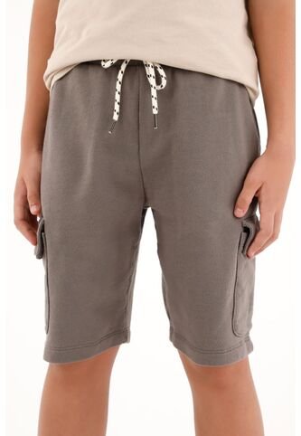 Bermuda Cargo Con Pretina Elástica Gris Para Niño Tennis