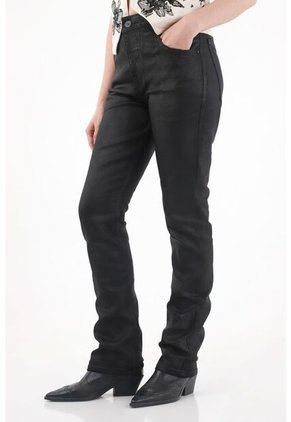 Tennis Jean Recto Tiro Alto Negro Para Mujer