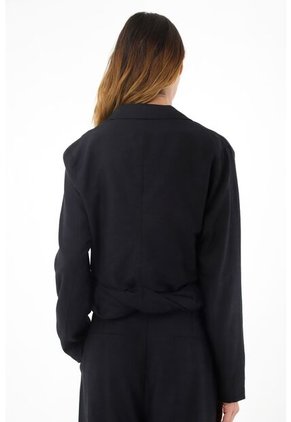 Tennis Chaqueta Con Sesgo En Ruedo Negra Para Mujer