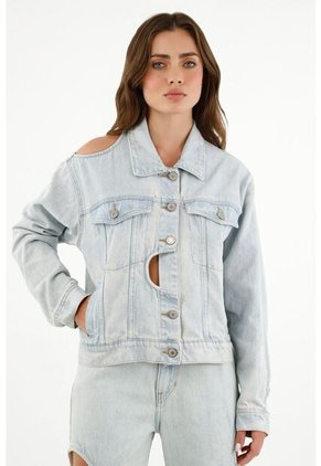 Tennis Chaqueta Con Aberturas Localizadas Azul Para Mujer