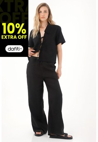 Tennis Camisa En 100% Lino Negra Para Mujer Tennis