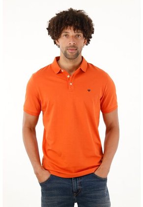 Tennis Polo Naranja Con Cuello Y Puños En Rib Para Hombre