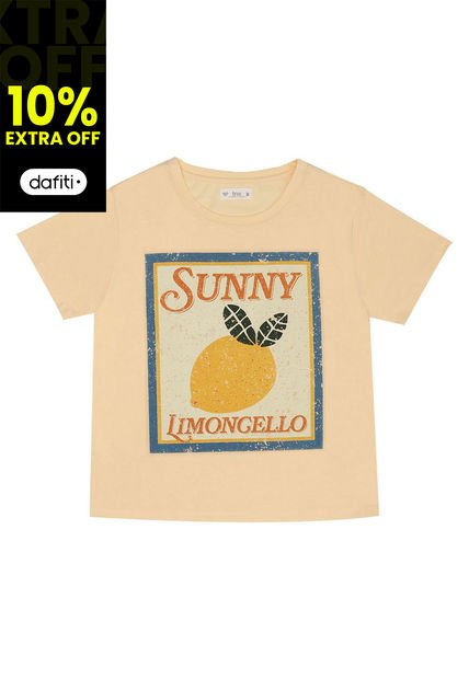 Camiseta Manga Corta Amarilla Para Mujer