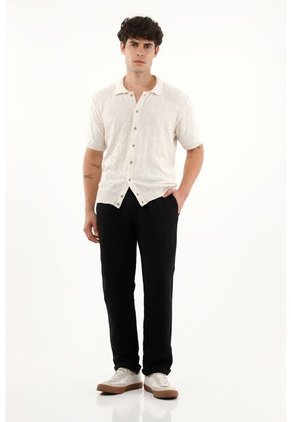 Tennis Pantalón Chino En 100% Lino Negro Para Hombre