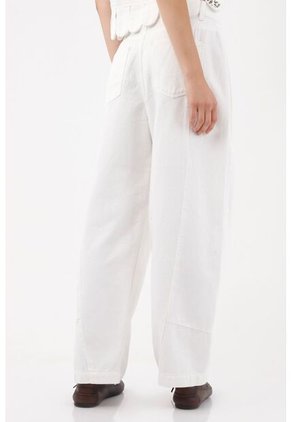 Tennis Pantalón Wide Leg Con Taches Metálicos En Algodón Blanco Para Mujer