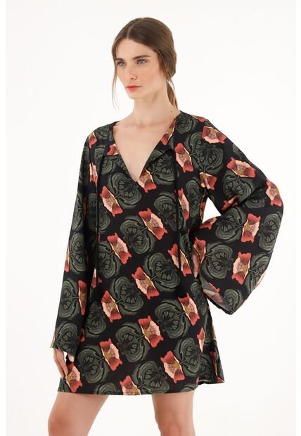 Tennis Vestido Corto Estampado Manga Larga Para Mujer