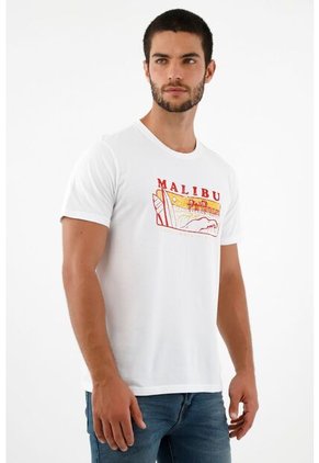Tennis Camiseta Blanca Estampada En Frente Para Hombre