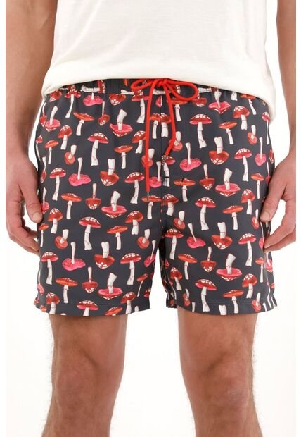 Tennis Pantaloneta De Baño Con Estampado De Hongos Multicolor Para Hombre
