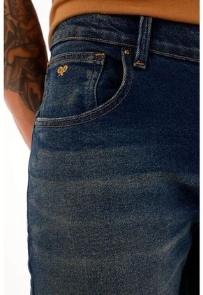 Tennis Jean Nudy Azul Tiro Medio Con Bigotes 3D Para Hombre