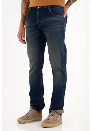 Tennis Jean Nudy Azul Tiro Medio Con Bigotes 3D Para Hombre