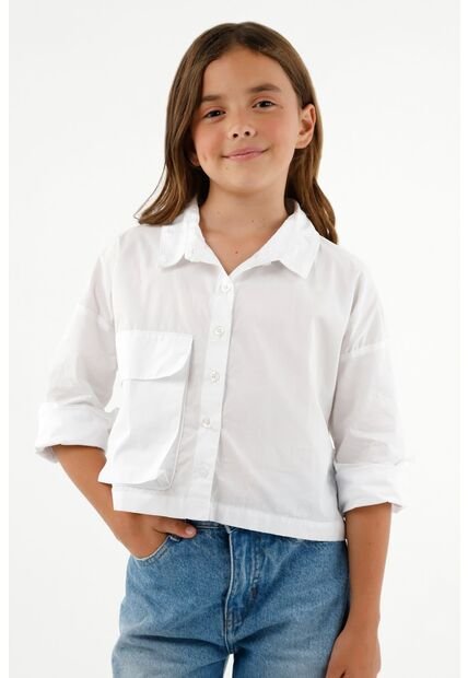 Camisa Blanca Con Cuello Clásico Para Niña