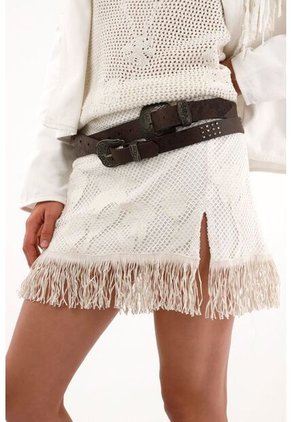 Tennis Falda Corta Con Flecos Crudo Para Mujer