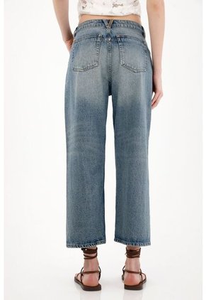 Tennis Jean Recto Tiro Medio Azul Para Mujer